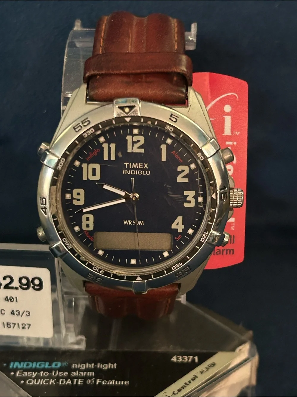 Vintage Timex Indiglo Watch 1998 Rotating Bezel Analog Digital WR 50m 38mm Mens